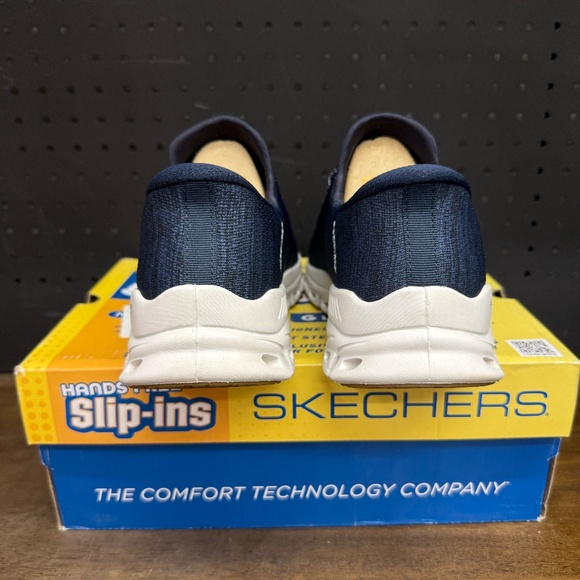 New W/ Box! Men's Skechers Slip In's Glide Step Comfortable Navy Sneakers Size 8 - Picture 4 of 5